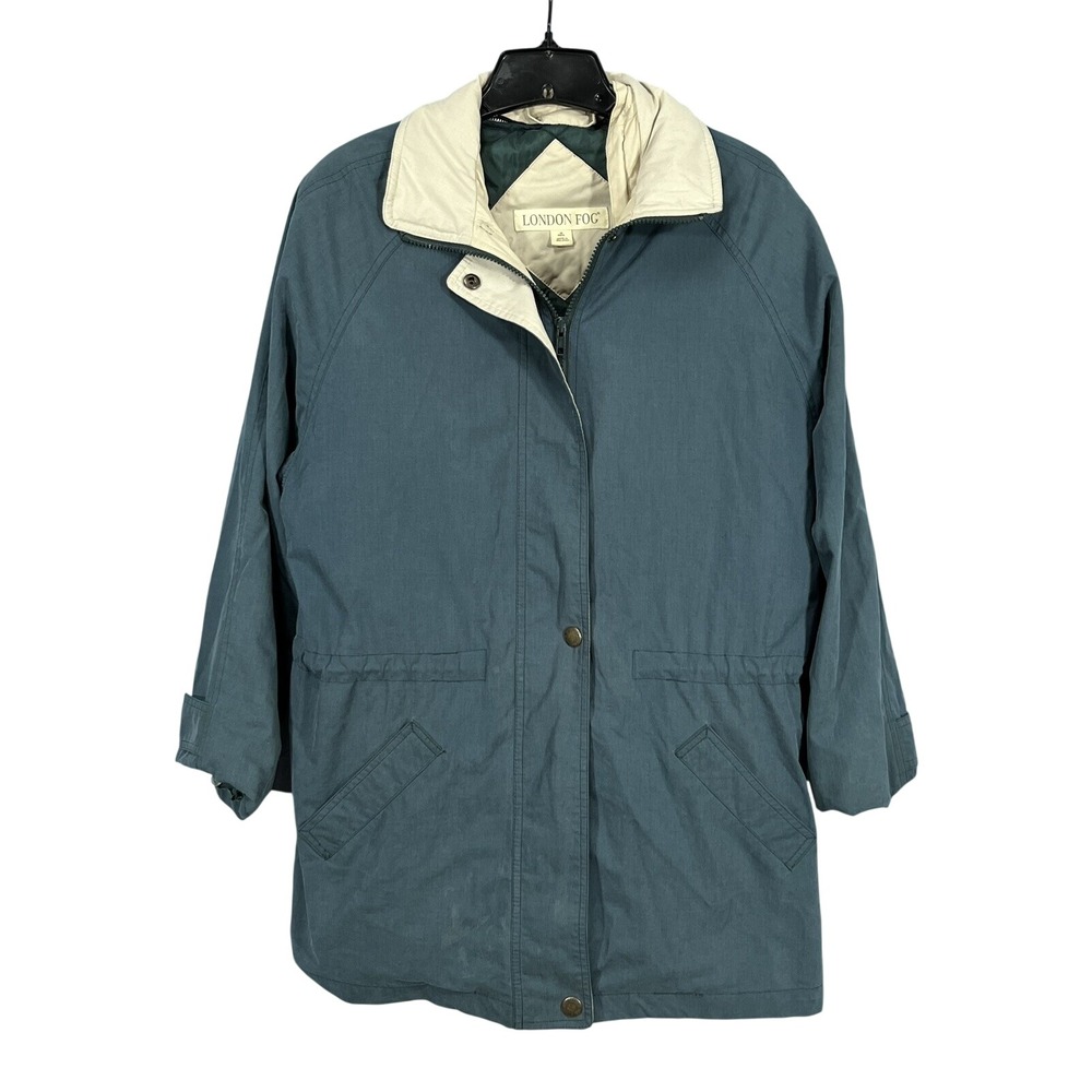 LONDON FOG Men's TEAL BLUE Twill FULL-ZIP Removable Liner JACKET Coat Sz M